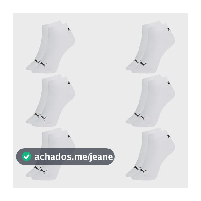 Kit 6 Pares Meias Puma Cano Baixo Soquete Original Fitness