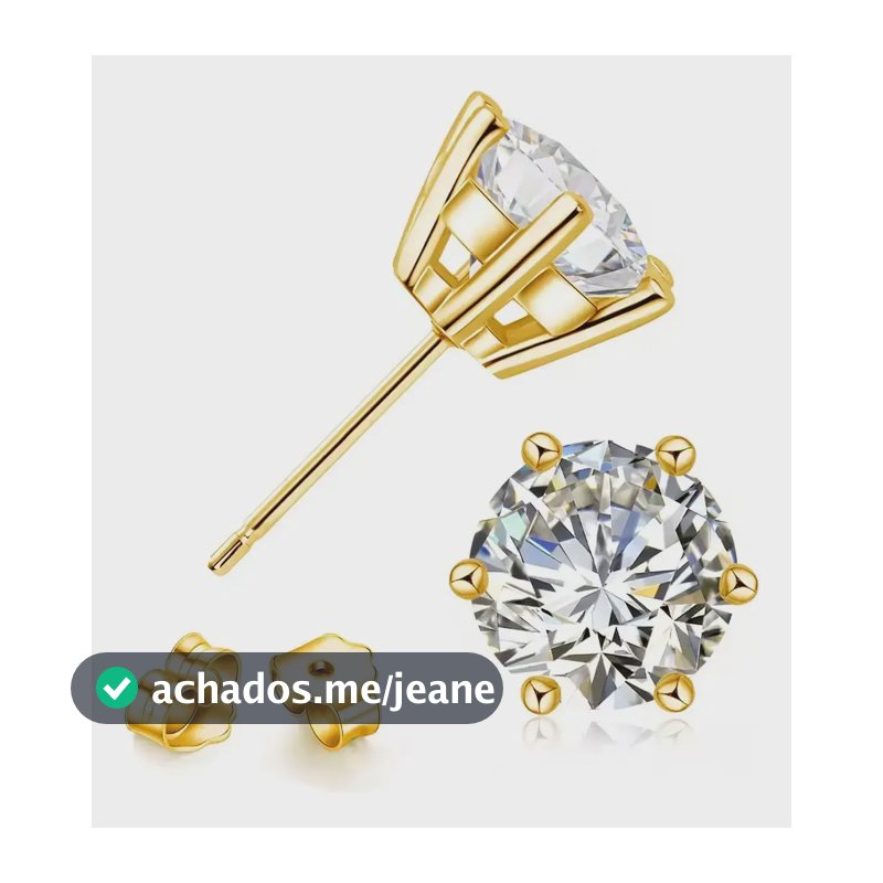 Brinco Moissanites 4mm Testa Positivo P/ Diamante Prata 925 Dourado