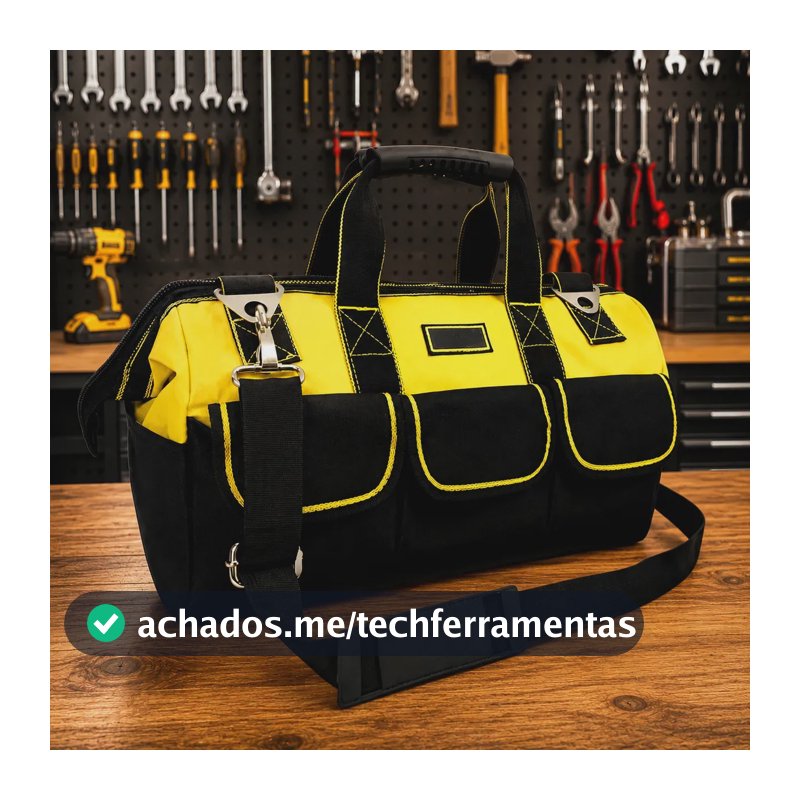 Bolsa Maleta Ferramentas 16 Bolsos 1 unidade Reforçada Impermeável Eletricista Mecânico Encanador Pedreiro Organizador Mala Fundo Rígido Profissional Meow