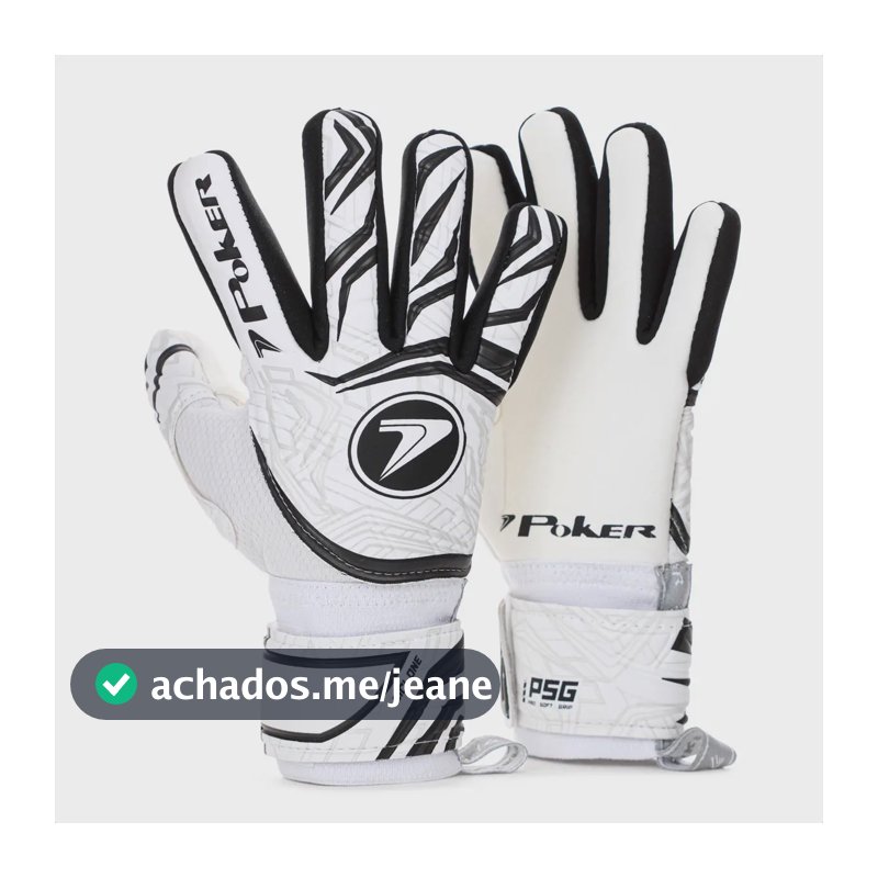 Luva De Goleiro Poker Campo Palma Profissional Grip Ciclone Cor Branco-preto Tamanho 10