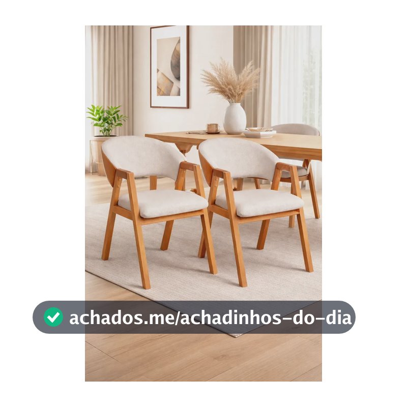 2 Cadeiras Para Sala De Jantar Braço De Madeira Maciça Confortável Design Sofisticado - Dorti Estofados