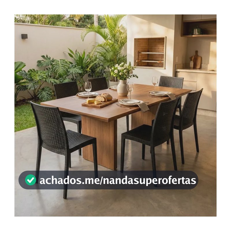 6 Cadeiras Ratan Plástica Preto Reforçada Top Chairs Jardim