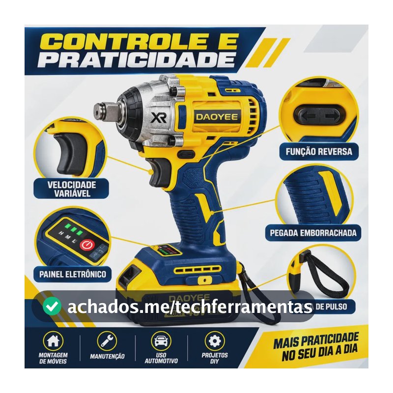 Kit Chave de Impacto Sem Fio 330Nm 48V Brushless Bateria Soquetes