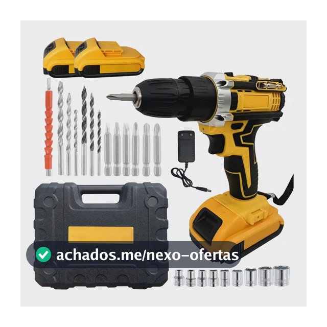 Parafusadeira Furadeira 2 Recarregáveis Baterias 48v Maleta Amarelo 48v