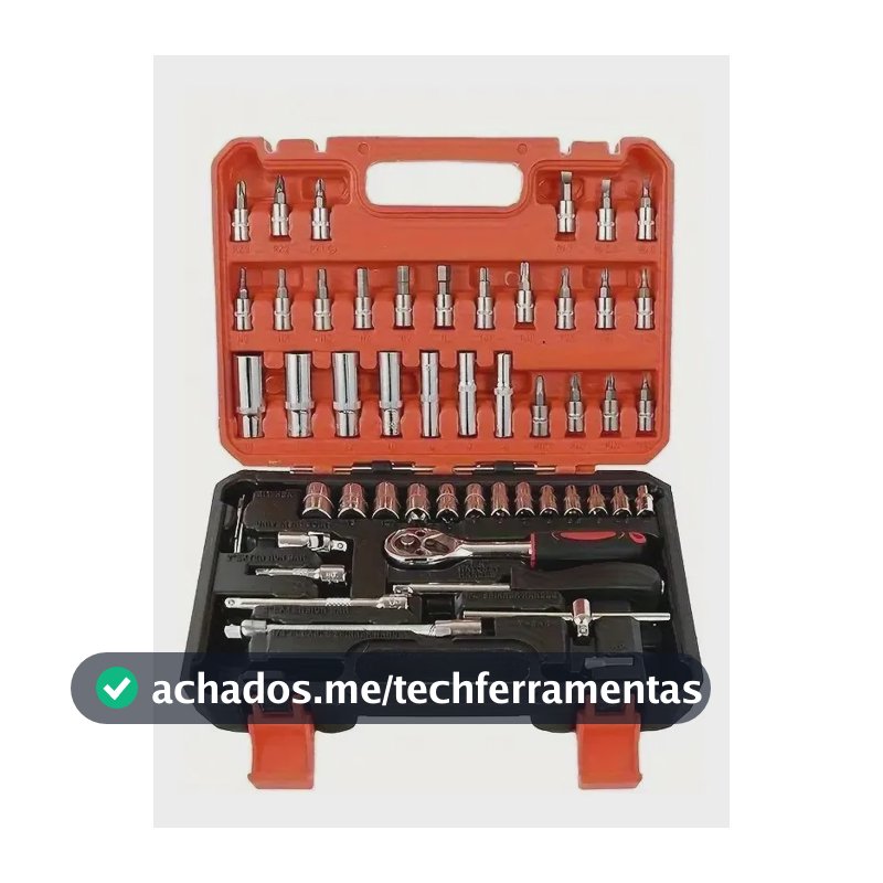 Jogo Soquetes 53 Peças Completo Bits Catraca Kit Ferramentas Prateado
