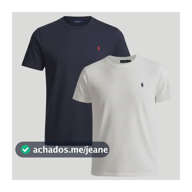 Kit Camisetas Ralph Lauren 2un Slim Fit Azul Marinho/branco