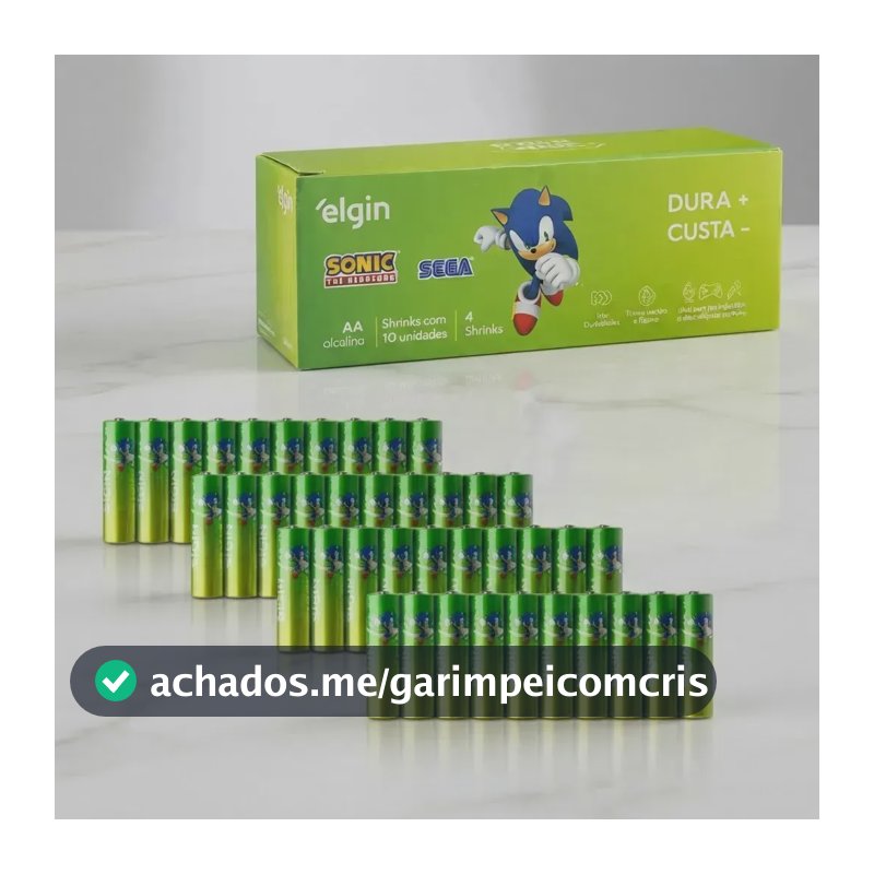 40 Pilhas Baterias AAA Elgin Alcalina 3A Palito 5 Cartelas