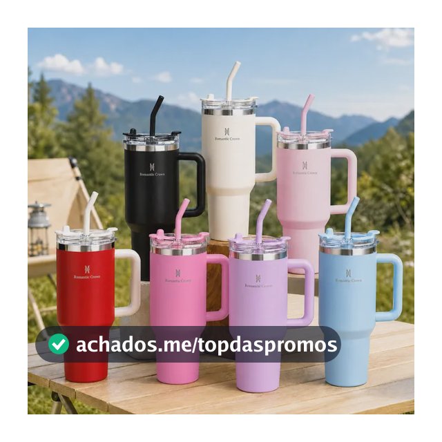 Copo Térmico Gigante 1,2l Inox Com Tampa E Inox Canudo