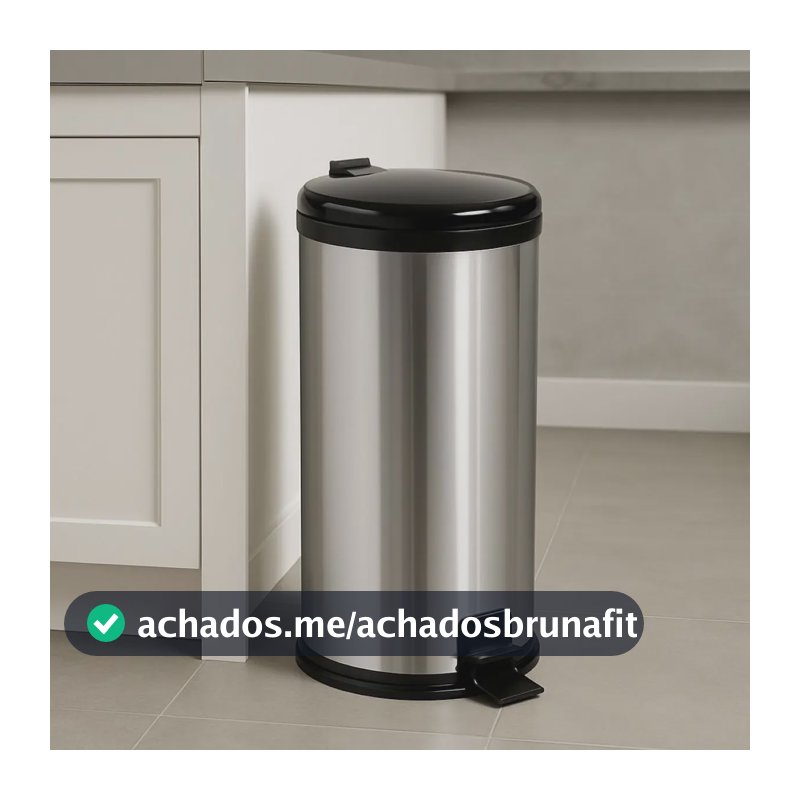 Lixeira Inox 15l Pedal Tampa Antiodor Cozinha Banheiro Preta Tattoo Style