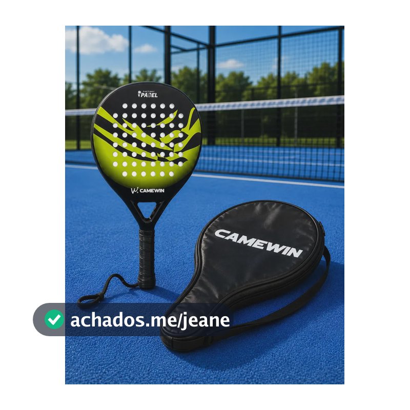 Raquete De Padel Camewin Cw4013 Fibra Carbono Com Capa Verde