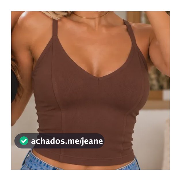 Kit 2 Regatas Cropped Feminino Com Bojo Alça Fina Poliamida