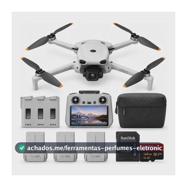 Drone Dji Lito X1 Fly More Combo Rc2 Com Tela + Cartão Nf Cinza