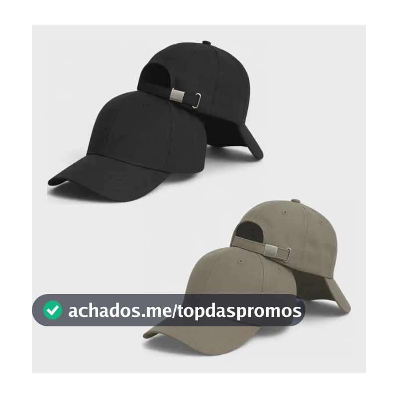 Kit 2 Boné Básico Liso Aba Curva Ajustável Unissex Baseball Preto-caqui Un Liso