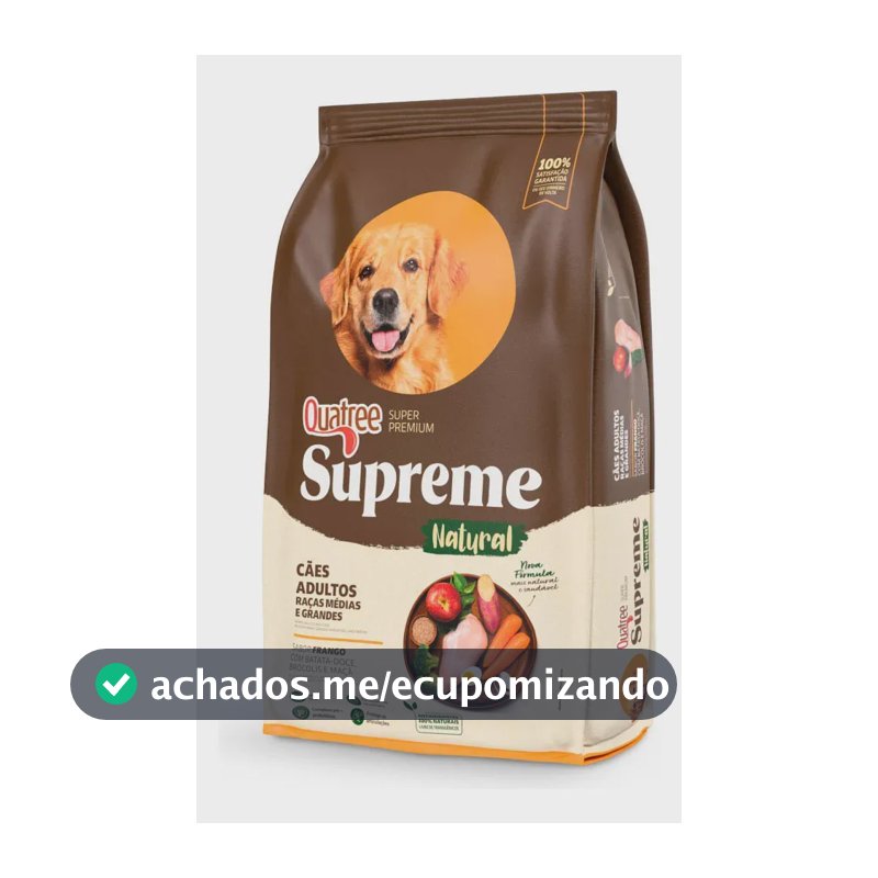 Quatree Supreme Cão Adulto Méd/Gran Frango Batata Doce 15kg