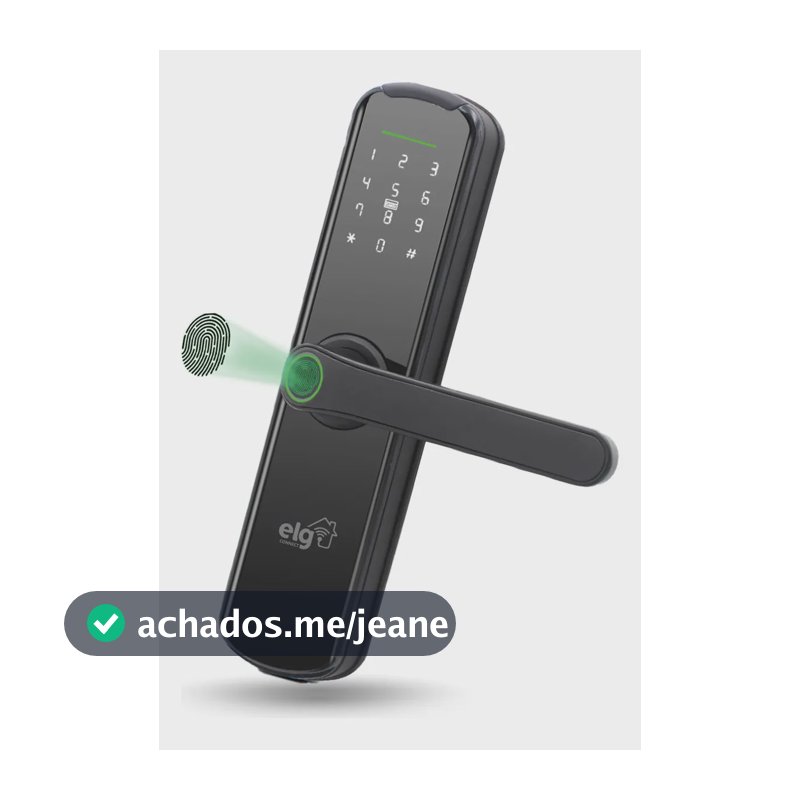 Fechadura Digital Biométrica Inteligente Wi-Fi ELG Abertura Biometria Senha RFID App e Chave 100 Digitais Portas 30 a 140mm Preta SHFB700