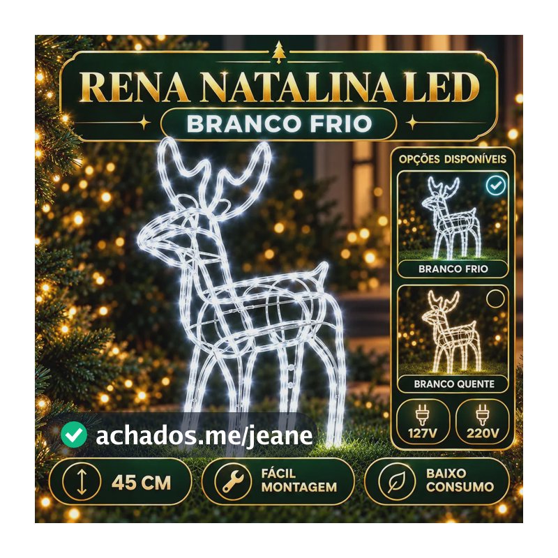 Rena de Natal Pisca Enfeite Decoração Natalina Luxo Luzes Branco Frio 110v Para Jardim Quintal Telhado LuvinCo