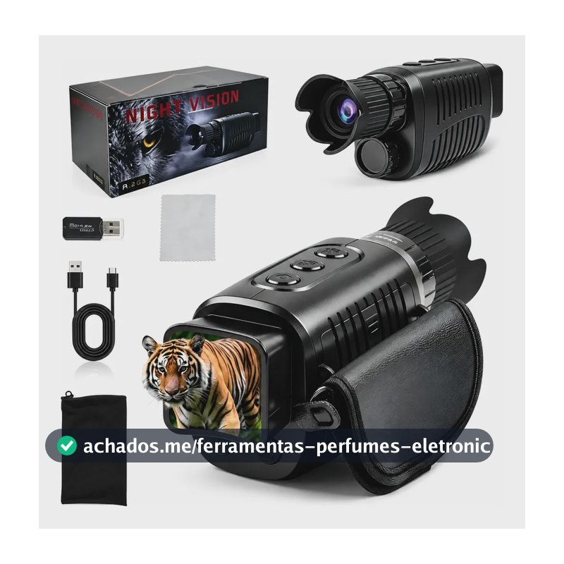 Monoculo Visão Noturna Infravermelho Alcance 500 Metros Hd Preto