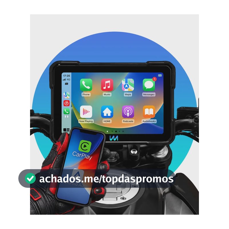Multimídia Moto Tela Touch 5 Polegadas Carplay Android Auto Gps Bluetooth Ip68 Tela Ips Intercomunicador Sem Fio Espelhamento Waze Google Maps Resistente Á Prova D'água Anti-furto Wmix Eletrônicos