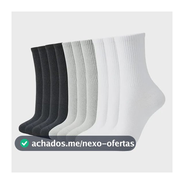 Kit 12 Pares Meia Cano Medio Academia Alto Longo Sport Cores Mista Masculina Liso 40-46 Cano Médio