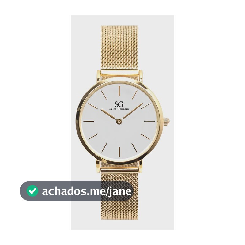 Relógio Feminino Dourado Chelsea Gold 32mm Fundo Branco Saint Germain