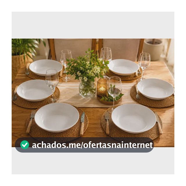 Prato Fundo Tramontina Porcelana Nobre 6 Peças - Exclusivo Branco Liso