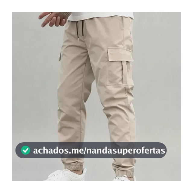Calça Jogger Cargo Masculina Sarja Calca Streetwear Punho