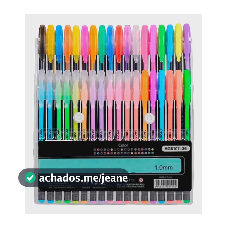 Kit 36 Canetas Gel Cores Neon Metálicas Pastéis Ponta Média 1mm