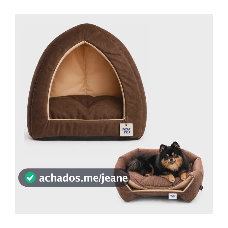 Caminha Casinha Cachorros Pet Toca Iglu 2 em 1 Inverno Suede Confortável - Patas Fiéis Chocolate e Bege