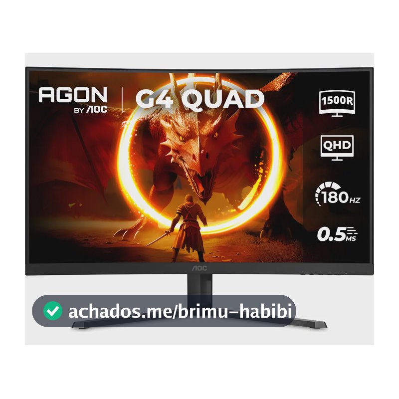 Monitor Gamer Curvo Aoc Agon Quad 32'' 180hz Hdr10 Cq32g4e Preto 127/220v