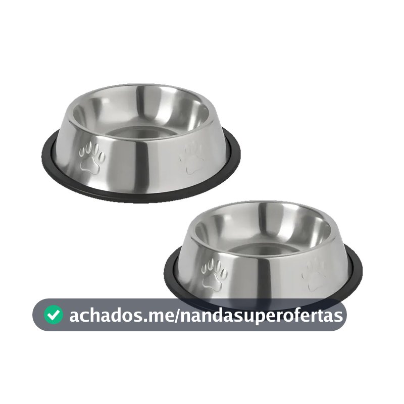 Kit 2 Tigelas Inox M Bebeouro Comedouro cachorro Potinho 500ml