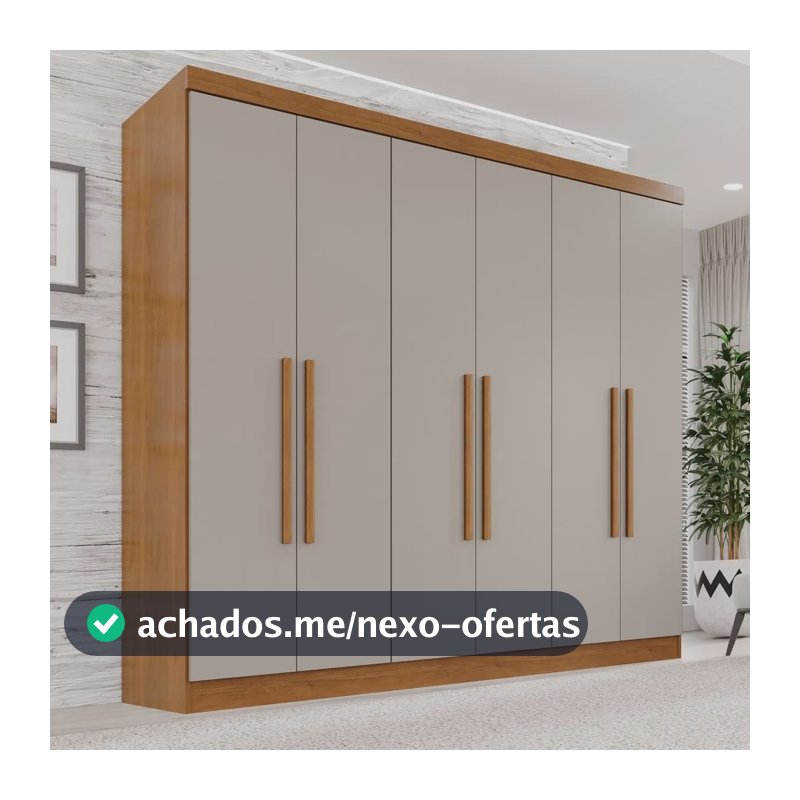 Guarda-roupa Casal 6 Portas 2 Gavetas França Cinamomo/off White