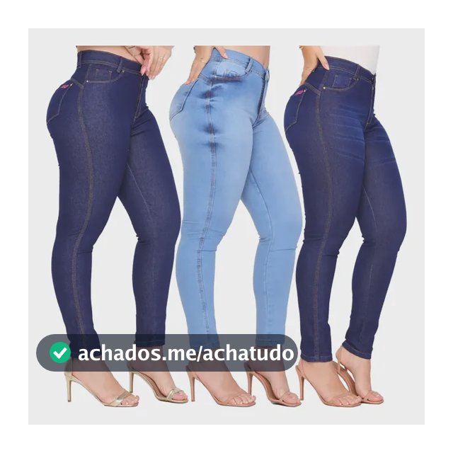 Kit 3 Calça Jeans Feminina Cintura Alta C/ Elastano Lycra