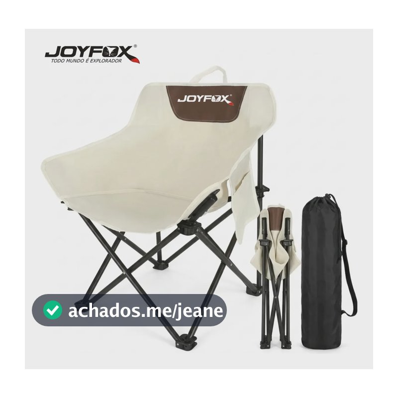 Cadeira De Camping Dobrável Joyfox Lua Acolhoada Reforçada Bege Premium