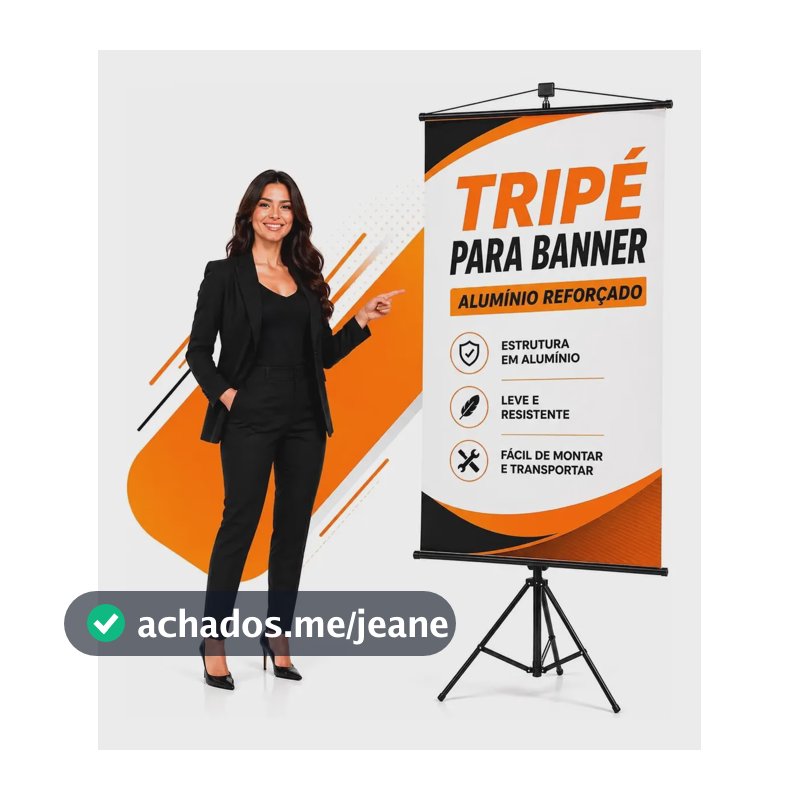 Tripé Banner 2.10m Regulável Aluminio Porta Banner Pedestal Preto