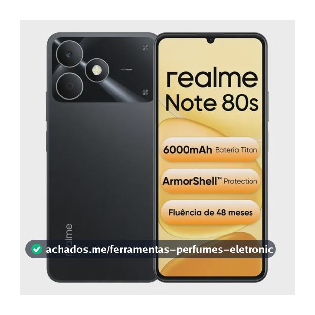 Celular Smartphone Realme Note 80s 128gb 4gb Ram Dual Sim Bateria 6000mah Ultrafino 7,94 Mm Resistência À Poeira E Água Ip54