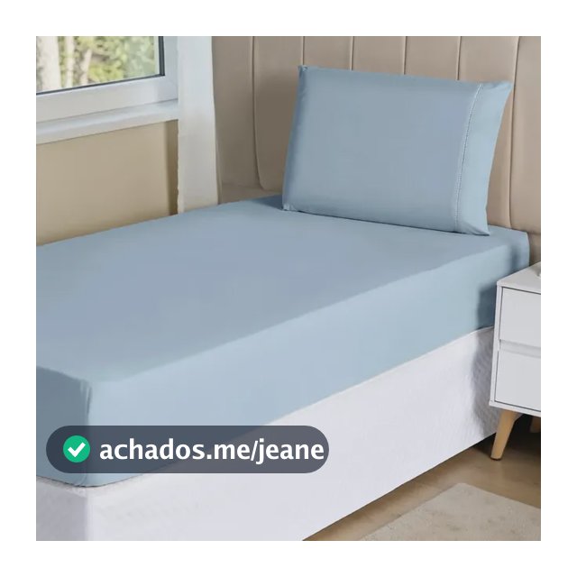Jogo Lençol 2 Peças Solteiro Hipercal 400 Fios Leve Luxo Cor Azul-claro Desenho Do Tecido Liso