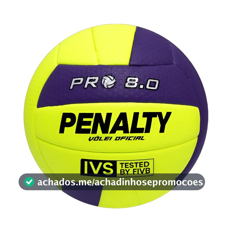 Bola Volei Penalty 8.0 Pró Amarelo e Roxo Quadra Selo Fivb