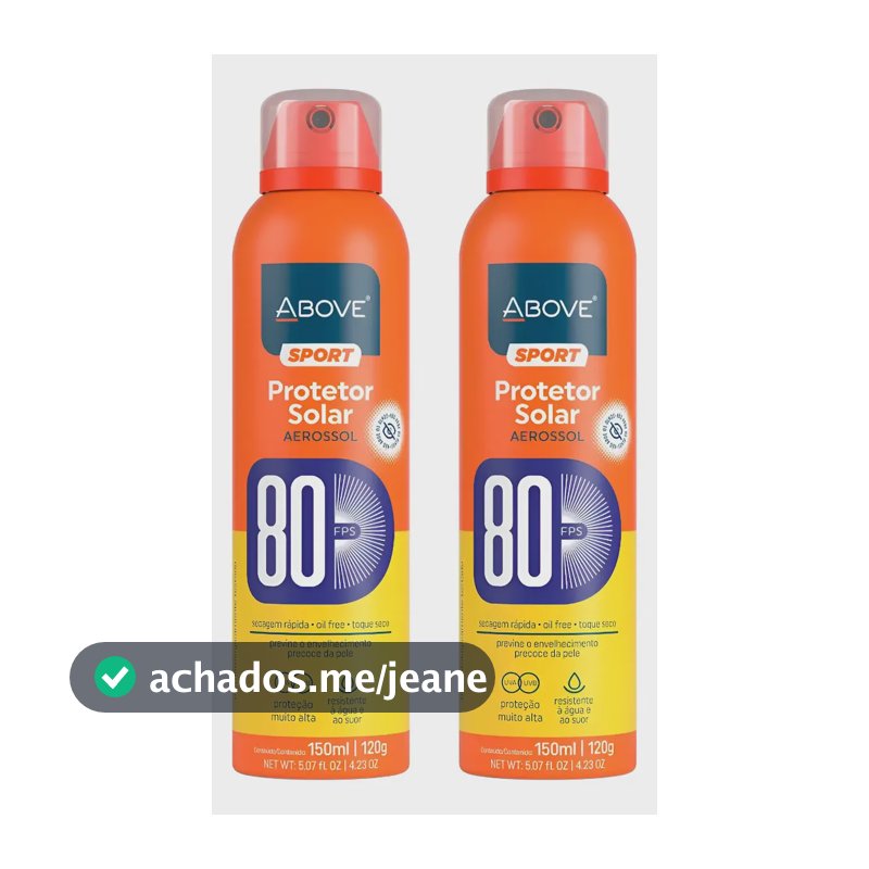 Kit 2 Un Protetor Solar Aerossol Above Sport Fps 80 - 150ml