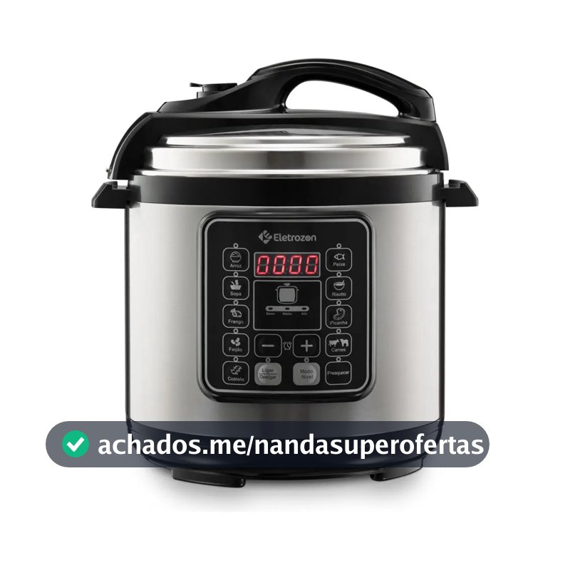 Panela de Pressão Elétrica 1100W Eletrozon Elt-808 de 6 Litros com Revestimento Antiaderente e Desligamento Automático