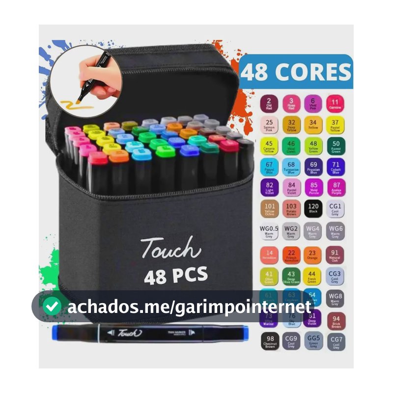 Kit Canetinhas 48 Cores Bobbie Goods Ponta Dupla Colorir Colorido