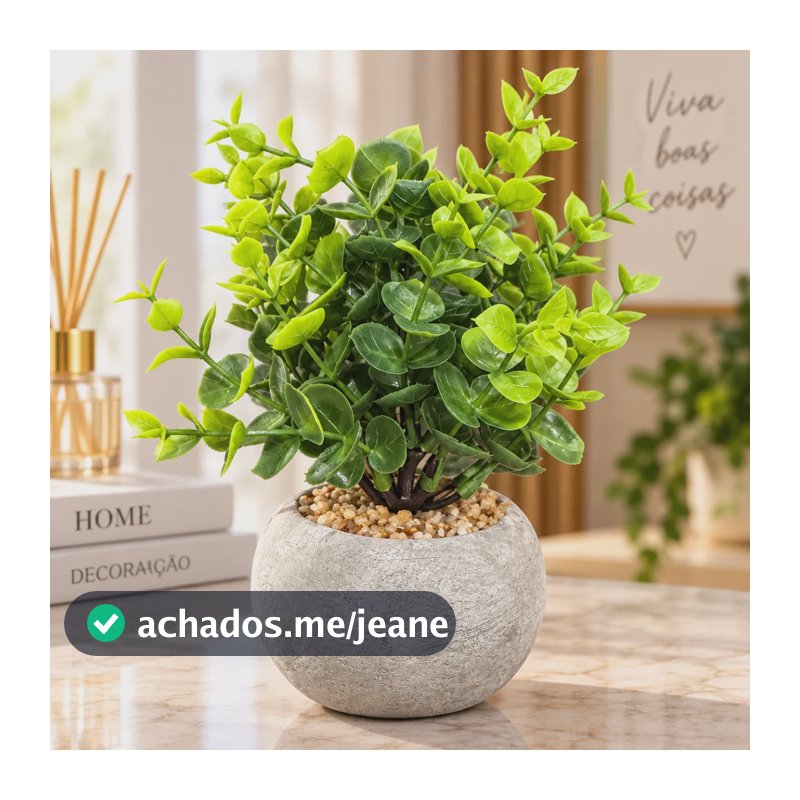 Vaso Decorativo Planta Artificial Folhagem Verde Luxo Verde