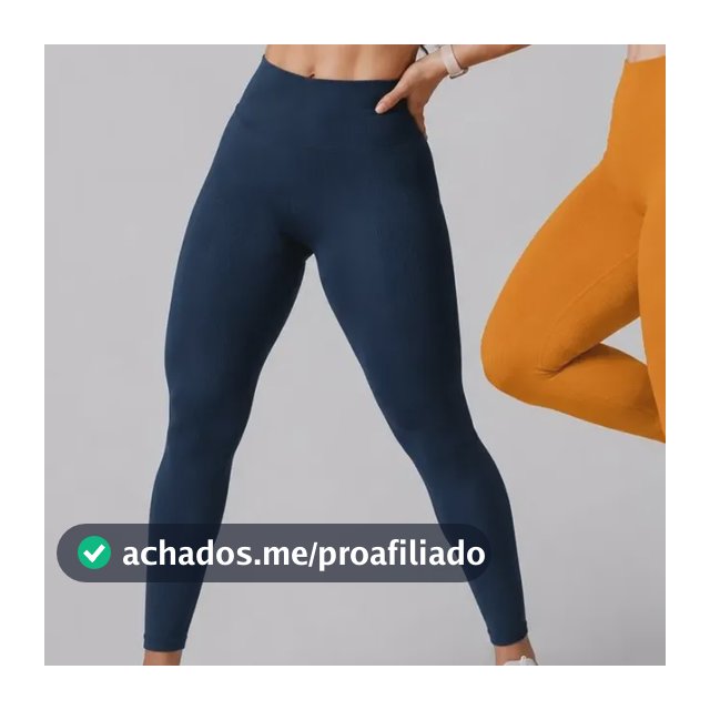 Kit 2 Calça Canelado Premium Cintura Alta Sem Costura Treino