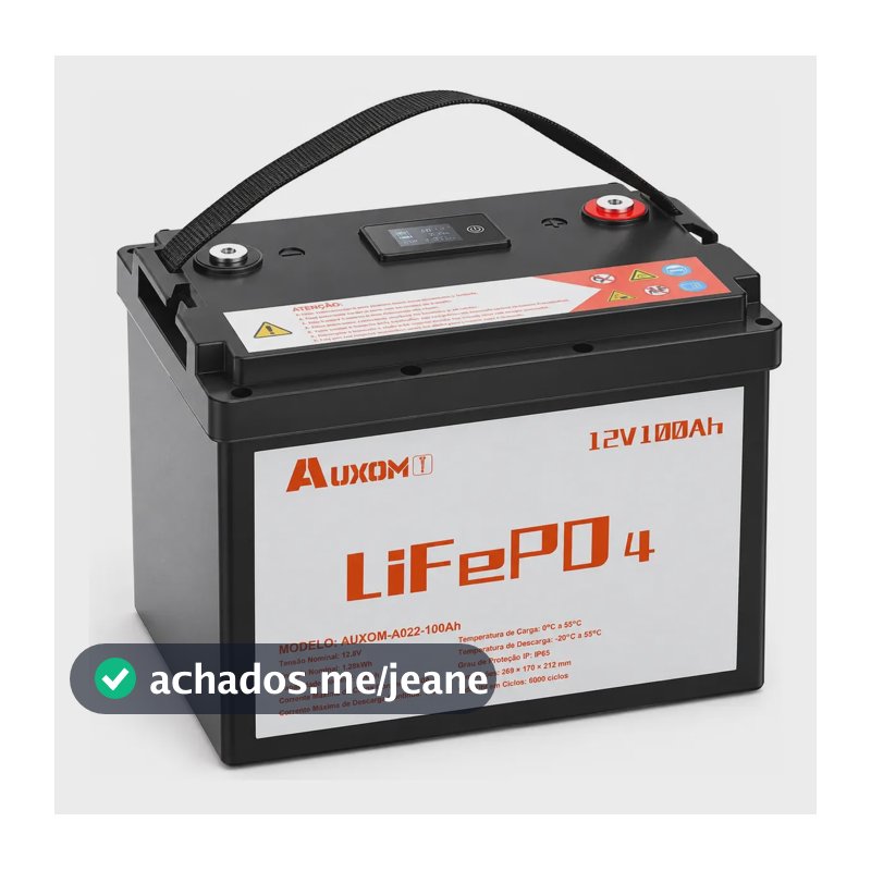 Bateria Lifepo4 12v 100ah Bms 100a Lcd Ip65 Bluetooth Solar
