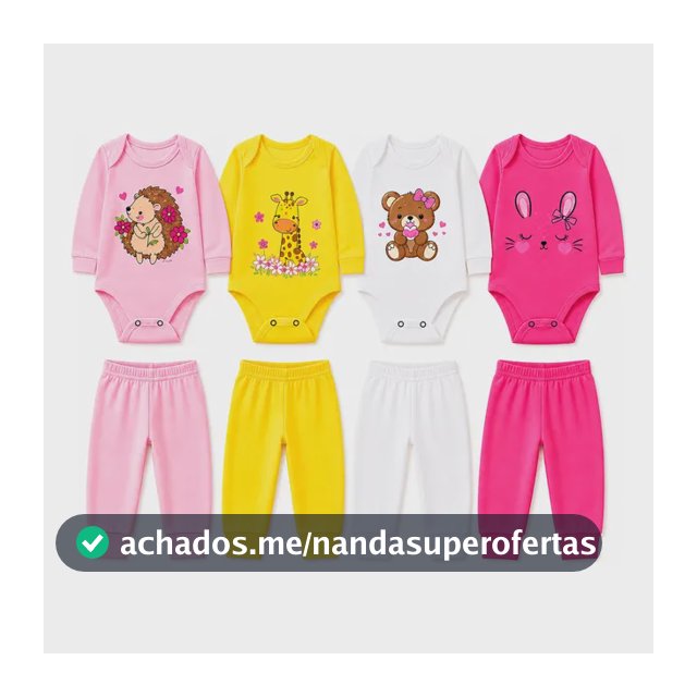 Kit 8 Peças Menina Body Manga Longa + Calça Algodao Sortido