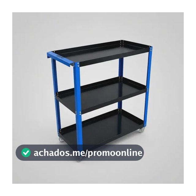 Carrinho De Ferramentas Aberto Forte P/ Mecânico Organizador Preto E Azul