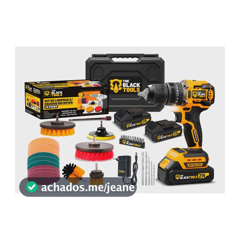 Furadeira Parafusadeira A Bateria Litio + Acessórios 14 Pçs  Amarelo 127/220v 60hz