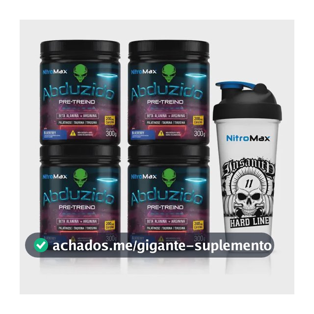 Kit 4 Pré-treino Abduzido 300g + Coqueteleira Brinde
