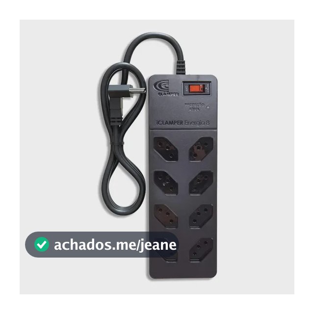 Filtro De Linha Com Protetor De Surto Dps Iclamper Energia 8 Tomadas 3 Pinos 10 Amperes Com Tecnologia Lcf Anti Raio Cor Preto 127/220v