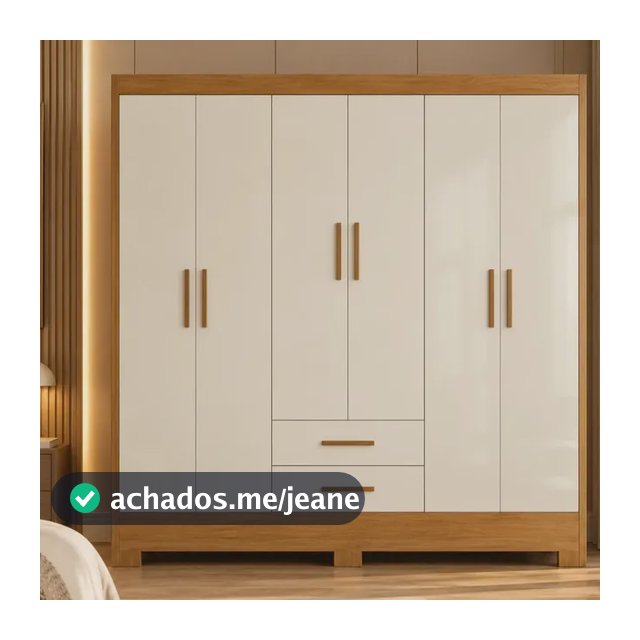 Cômoda Natal com 6 Portas e 2 Gavetas para Quarto, Cinamomo e Off White