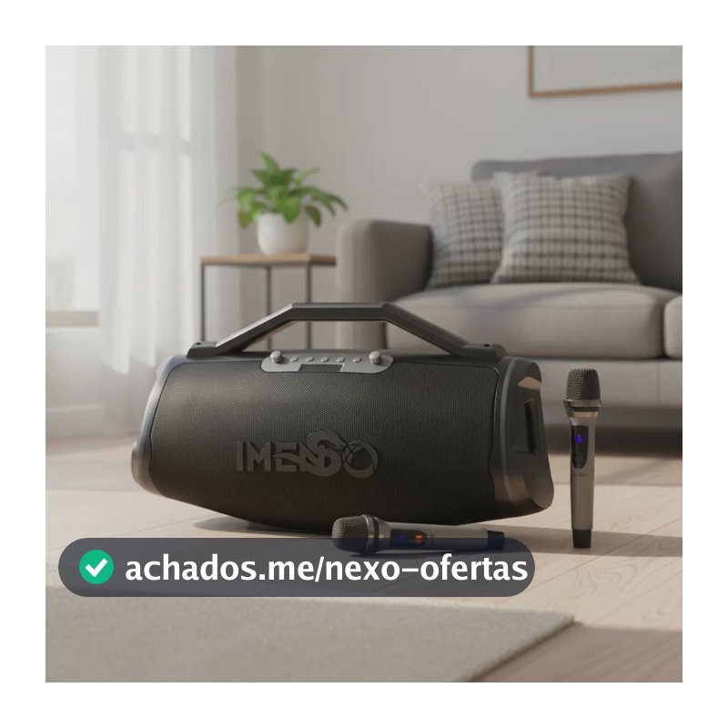 Caixa De Som Imenso X75 200w Rms 9000mah Ipx4 C/ 2 Microfone Preto